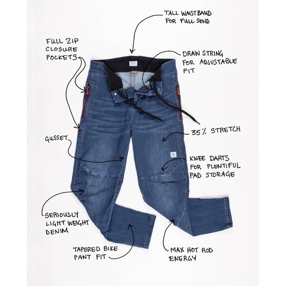 Ripton & Co Womens Bike Pants Cobalt Blue Utility Stretch Denim Cycling Jeans XS - Picture 4 of 11